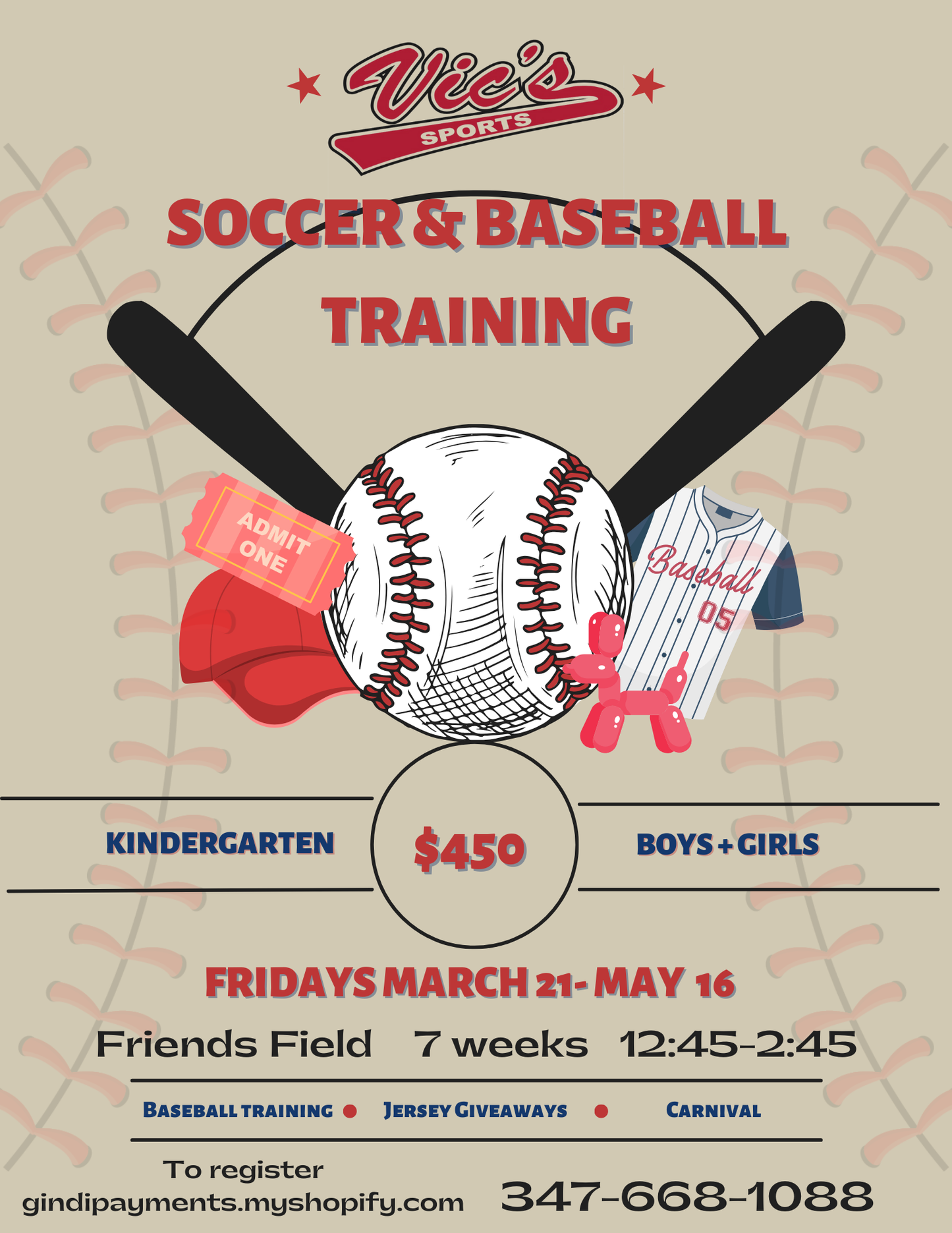 Spring 2025 KG Boys + Girls Baseball and Soccer Training